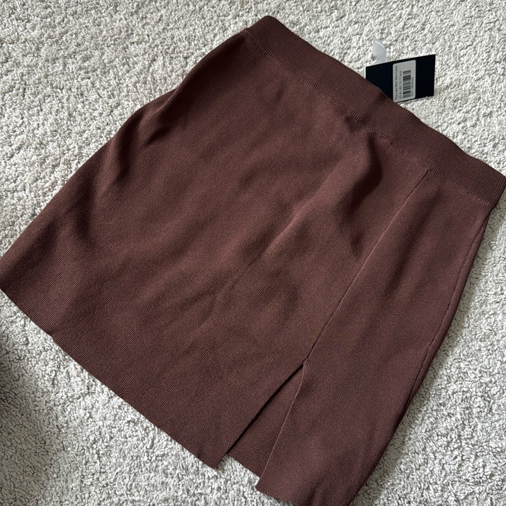 Brown Slit Pencil Skirt
